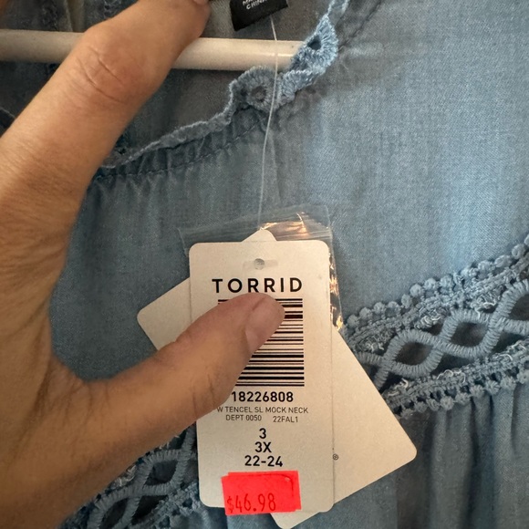 Torrid Blue Ruffle Sleeve Blouse - Picture 2 of 5